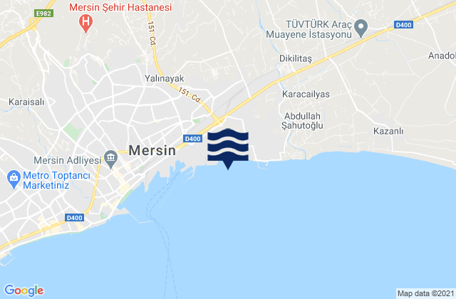 Mappa delle Getijden in Akdeniz, Turkey