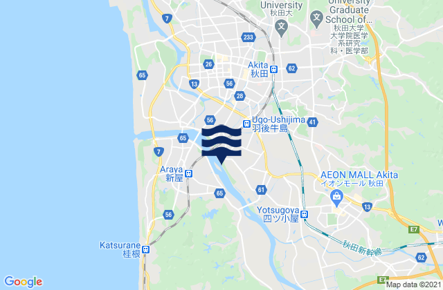 Mappa delle Getijden in Akita, Japan