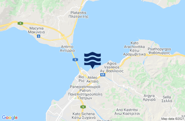 Mappa delle Getijden in Aktaío, Greece
