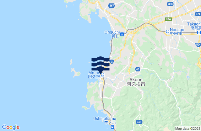 Mappa delle Getijden in Akune Shi, Japan