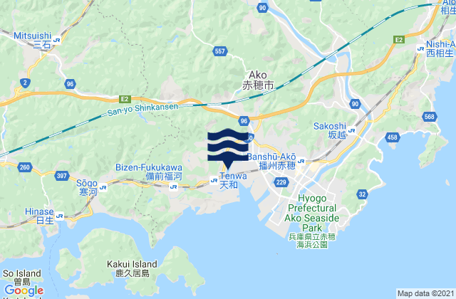 Mappa delle Getijden in Akō Shi, Japan