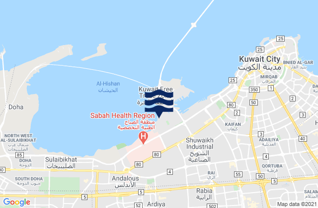 Mappa delle Getijden in Al Asimah Governorate, Kuwait