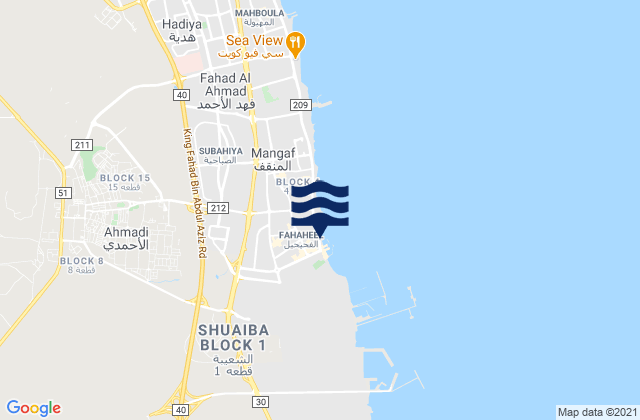 Mappa delle Getijden in Al Faḩāḩīl, Kuwait