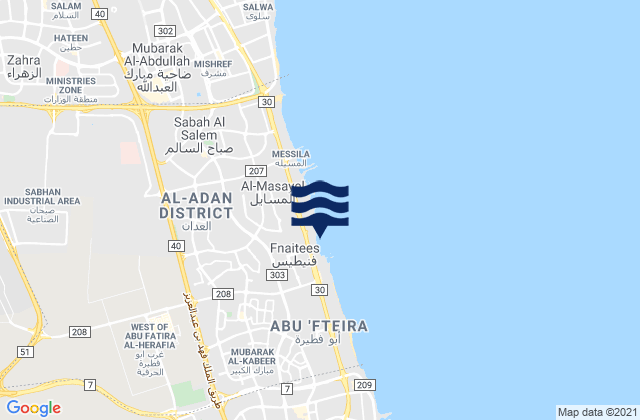 Mappa delle Getijden in Al Funayţīs, Kuwait