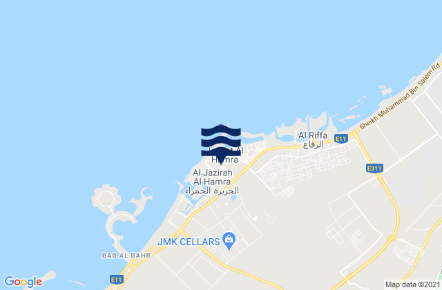 Mappa delle Getijden in Al Jazirah Al Hamra, United Arab Emirates