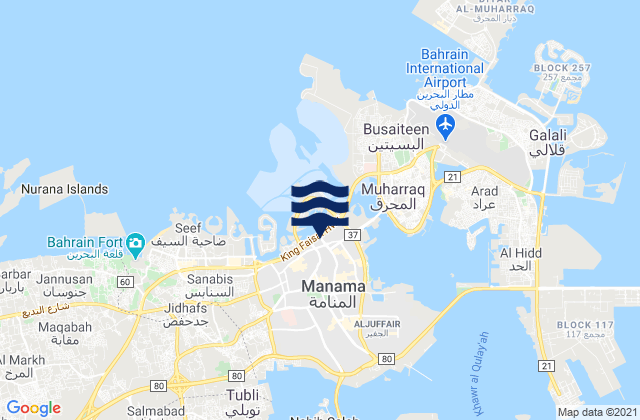 Mappa delle Getijden in Al Manamah Harbor, Saudi Arabia