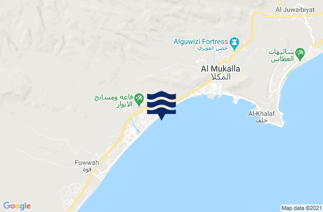 Mappa delle Getijden in Al Mukalla, Yemen