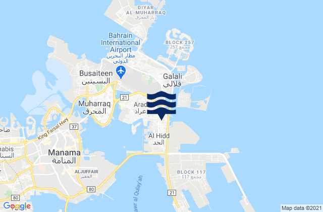 Mappa delle Getijden in Al Ḩadd, Bahrain