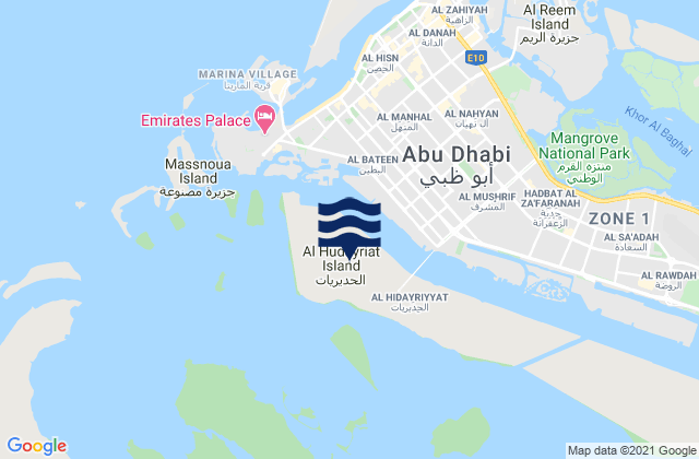 Mappa delle Getijden in Al Ḩudayriyāt, United Arab Emirates