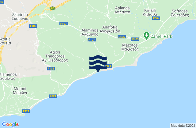 Mappa delle Getijden in Alaminós, Cyprus