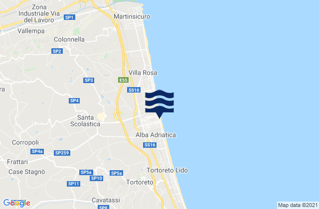Mappa delle Getijden in Alba Adriatica, Italy
