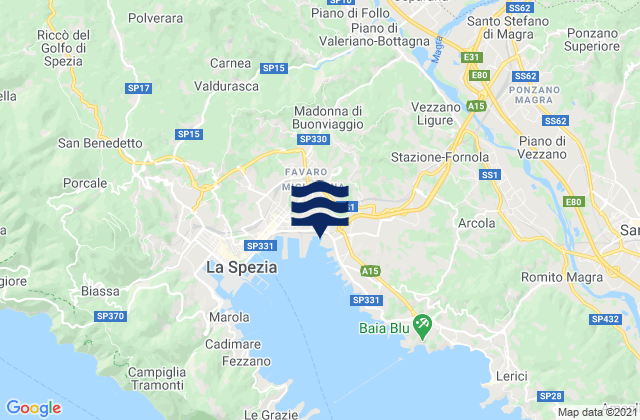 Mappa delle Getijden in Albiano Magra, Italy