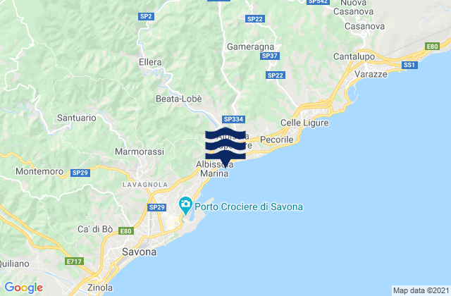 Mappa delle Getijden in Albissola Marina, Italy