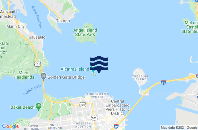 Mappa delle Getijden in Alcatraz (North Point), United States