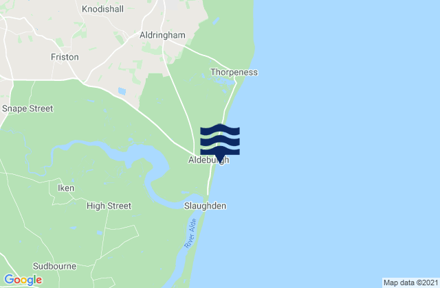 Mappa delle Getijden in Aldeburgh, United Kingdom