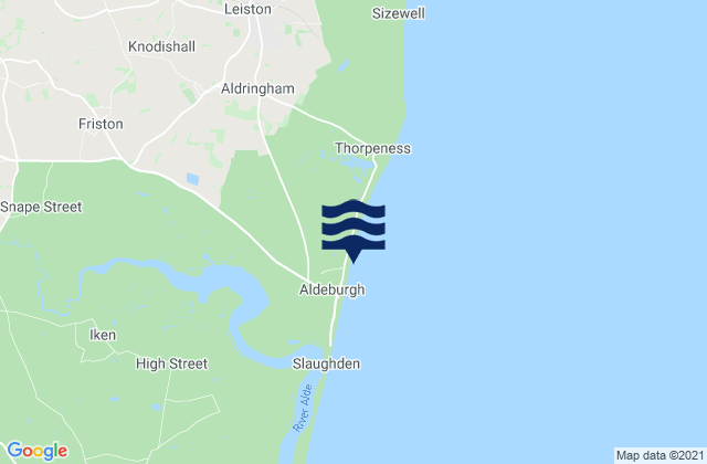 Mappa delle Getijden in Aldeburgh's Beach, United Kingdom