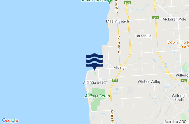 Mappa delle Getijden in Aldinga Beach, Australia