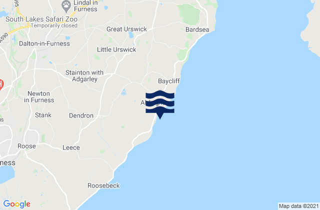 Mappa delle Getijden in Aldingham Beach, United Kingdom