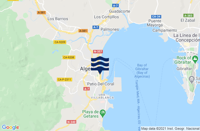 Mappa delle Getijden in Algeciras, Spain
