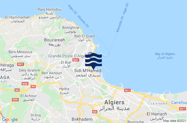 Mappa delle Getijden in Alger, Algeria