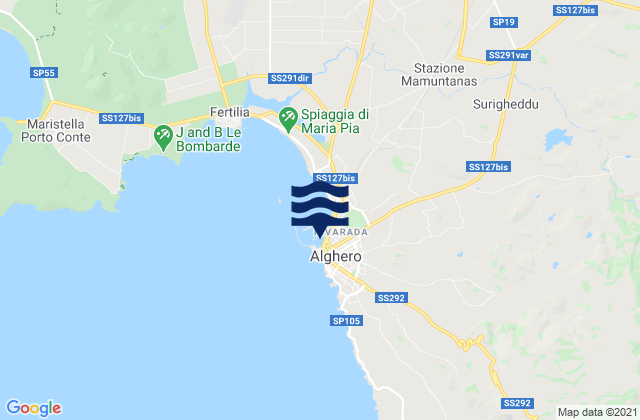 Mappa delle Getijden in Alghero, Italy