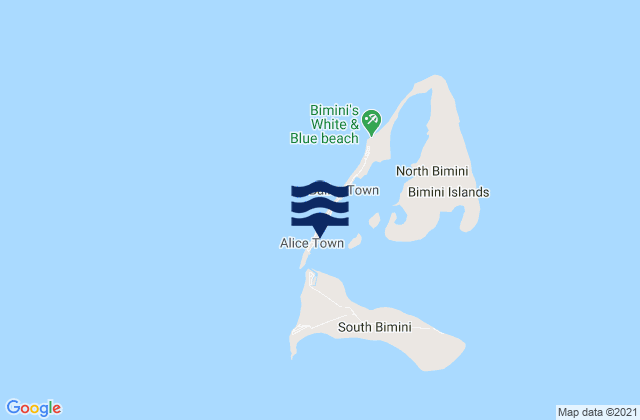 Mappa delle Getijden in Alice Town, Bahamas