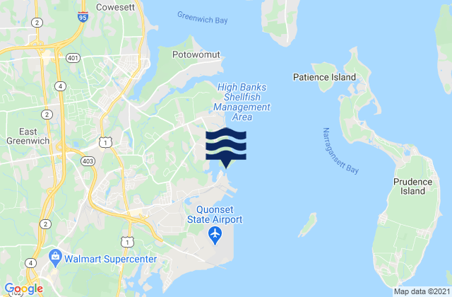 Mappa delle Getijden in Allen Harbor, United States