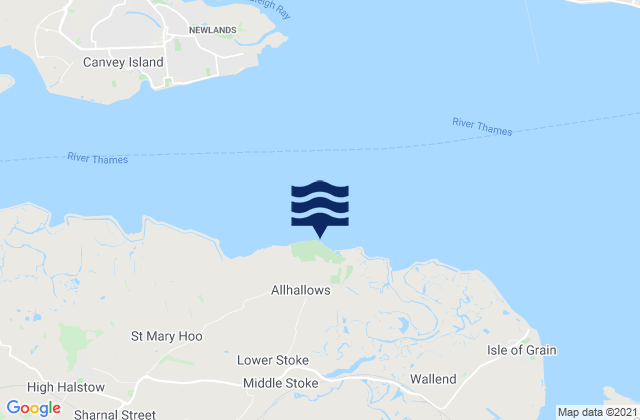 Mappa delle Getijden in Allhallows Beach, United Kingdom