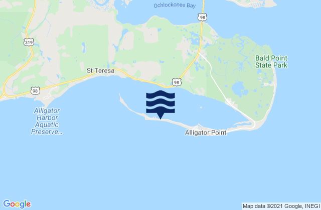Mappa delle Getijden in Alligator Point St James Island, United States