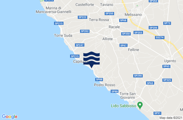 Mappa delle Getijden in Alliste, Italy