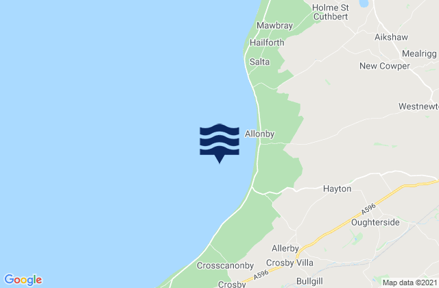 Mappa delle Getijden in Allonby Bay, United Kingdom