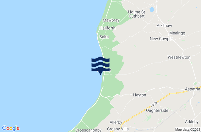 Mappa delle Getijden in Allonby Beach, United Kingdom