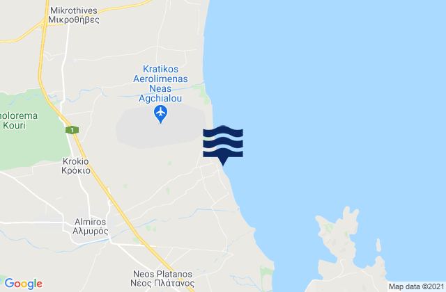 Mappa delle Getijden in Almyrós, Greece