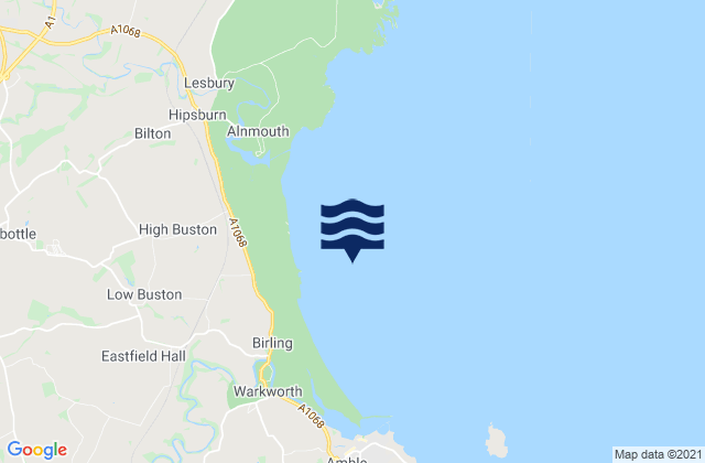 Mappa delle Getijden in Alnmouth Bay, United Kingdom