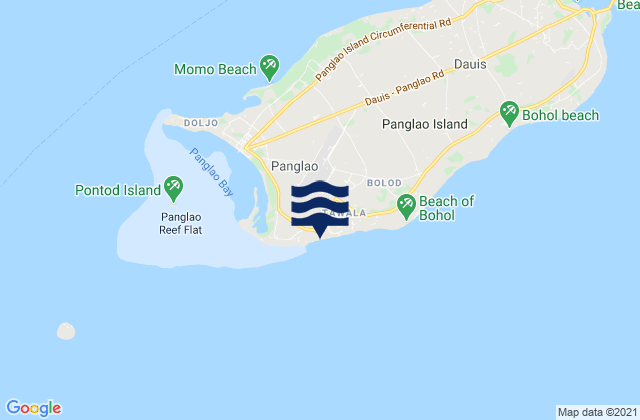 Mappa delle Getijden in Alona Beach, Philippines