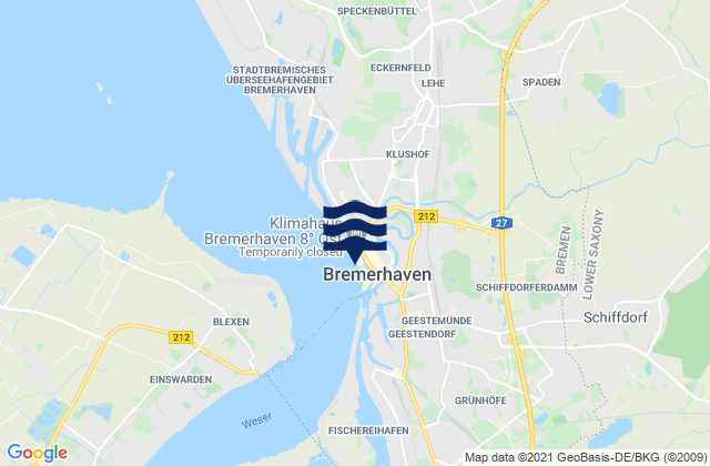 Mappa delle Getijden in Alter Hafen, Germany