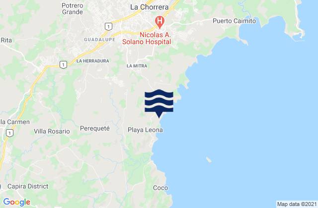 Mappa delle Getijden in Alto del Espino, Panama