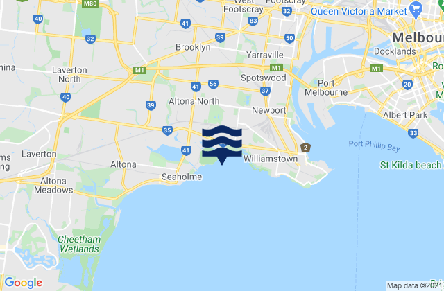 Mappa delle Getijden in Altona North, Australia