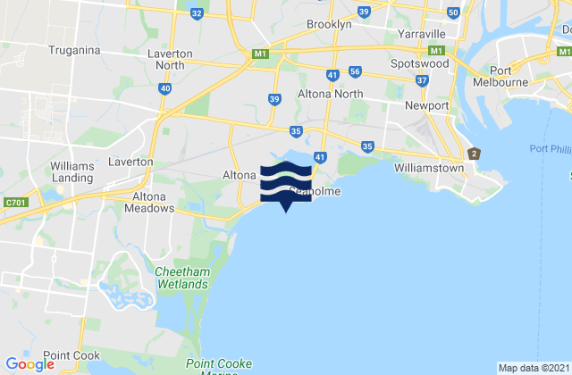 Mappa delle Getijden in Altona Pier, Australia