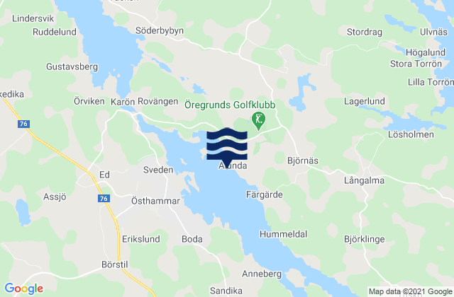 Mappa delle Getijden in Alunda, Sweden