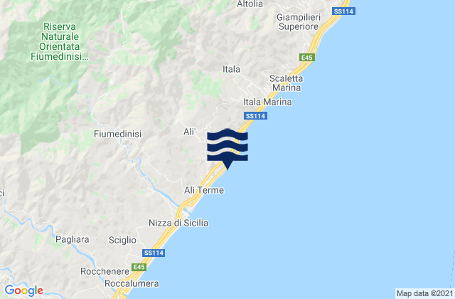 Mappa delle Getijden in Alì, Italy