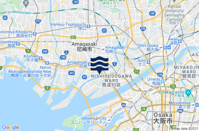 Mappa delle Getijden in Amagasaki Shi, Japan