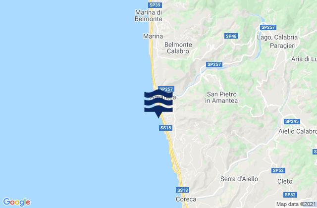 Mappa delle Getijden in Amantea, Italy