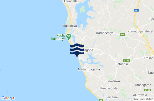 Mappa delle Getijden in Ambalangoda, Sri Lanka