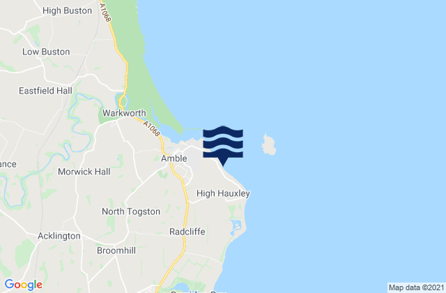 Mappa delle Getijden in Amble Links Beach, United Kingdom