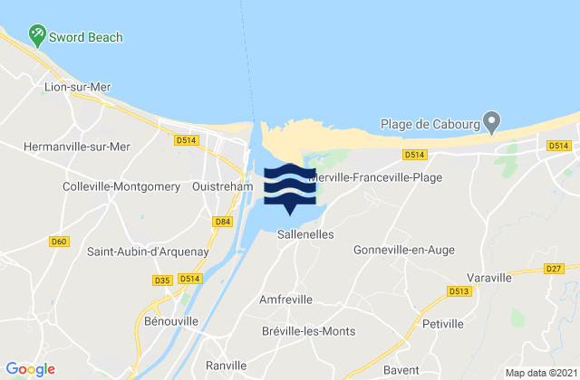 Mappa delle Getijden in Amfreville, France