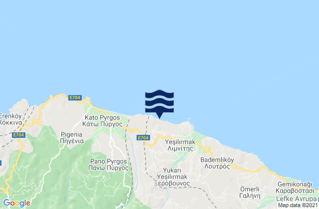 Mappa delle Getijden in Ammadiés, Cyprus