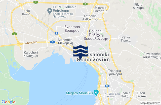 Mappa delle Getijden in Ampelókipoi, Greece