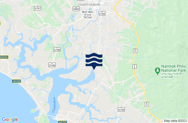 Mappa delle Getijden in Amphoe Mueang Chanthaburi, Thailand
