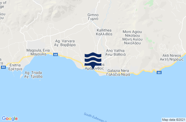 Mappa delle Getijden in Amárynthos, Greece
